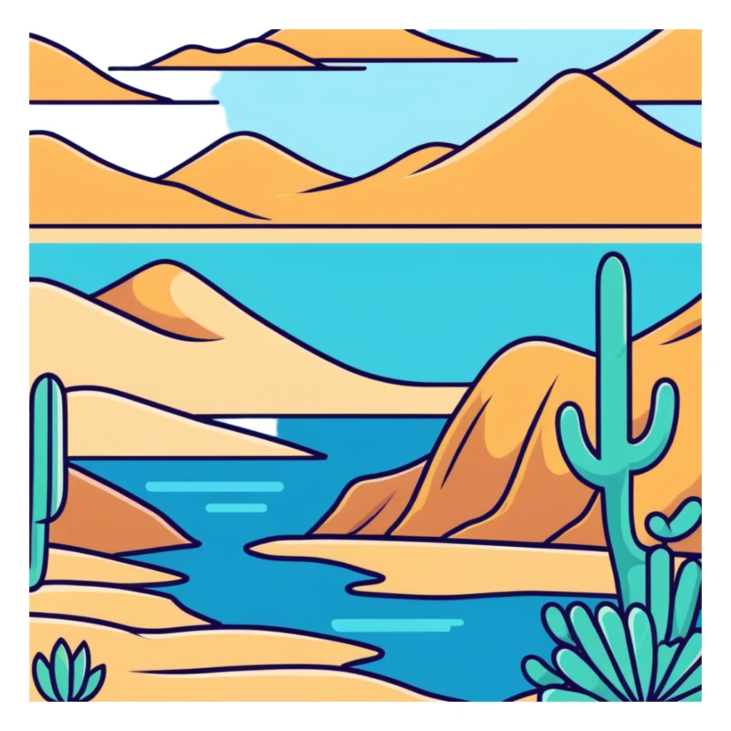 desert mirage with shimmering water sticker