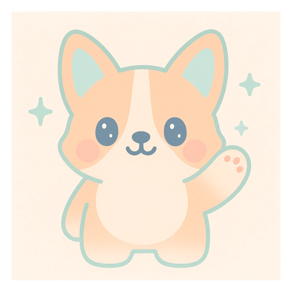 corgi waving hand sticker