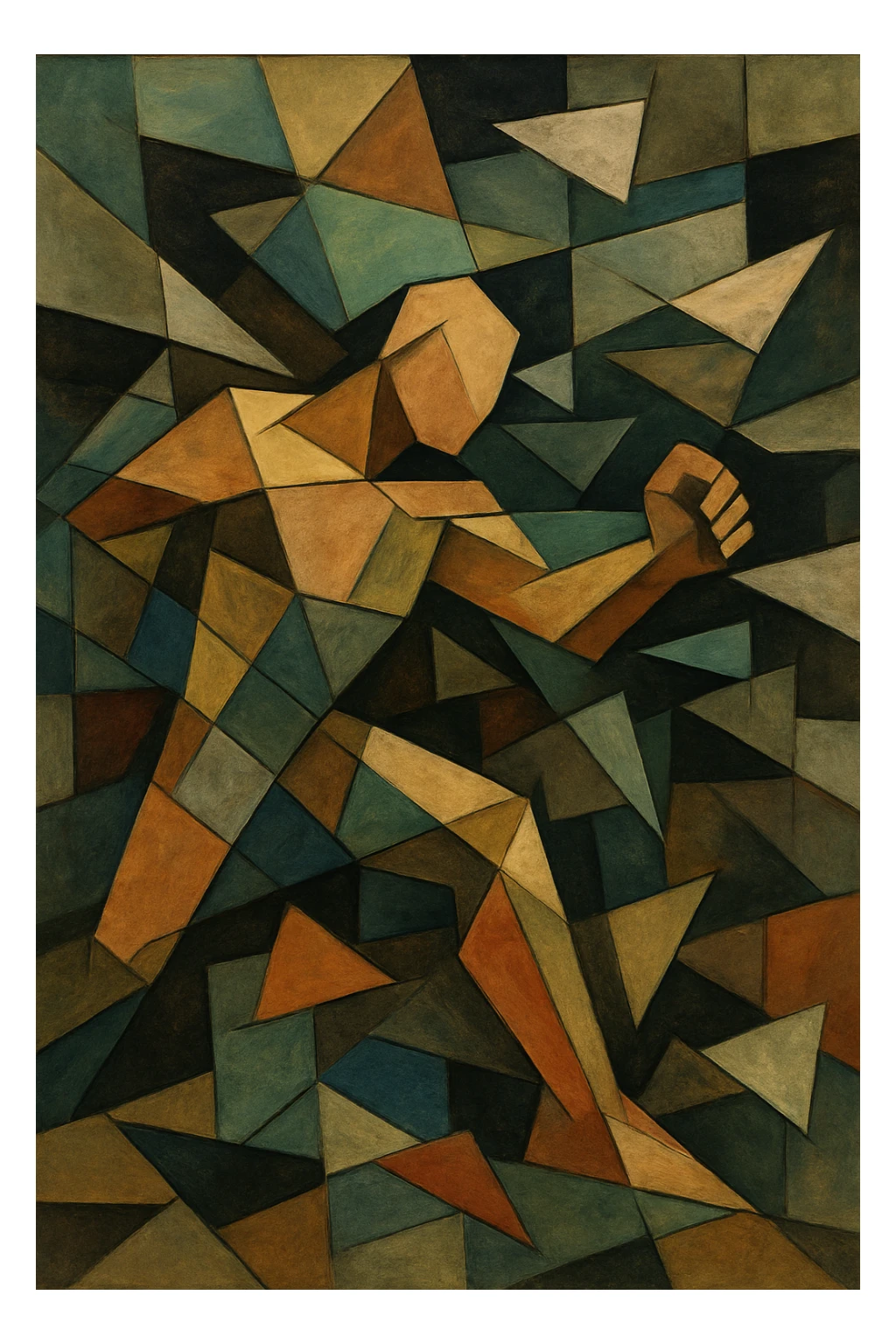 abstract art symbolizing Tenacity, featuring a central form breaking through barriers or resistance sticker