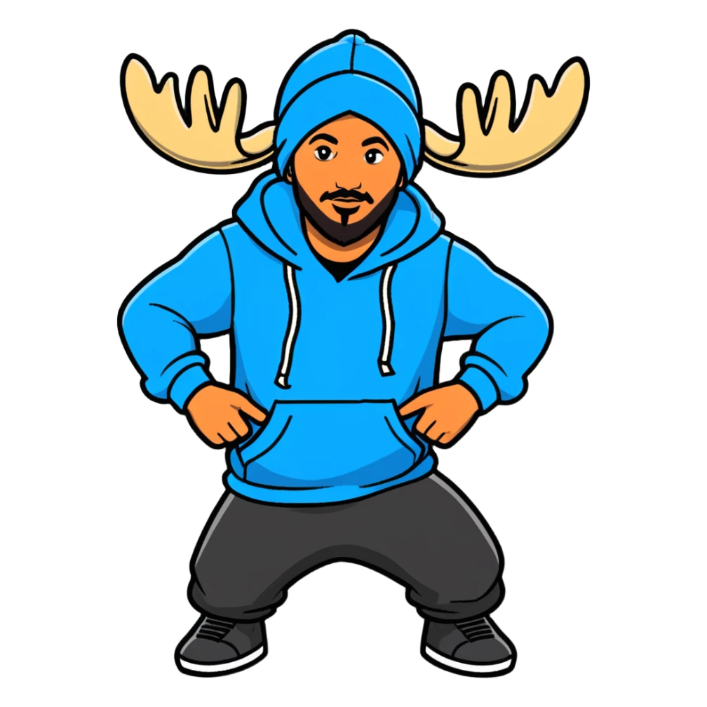 ￼ turbo man wearing a Sidhu Moose Wala Hoody sticker