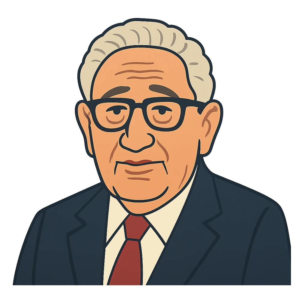 flat toon style portrait of Henry Kissinger sticker