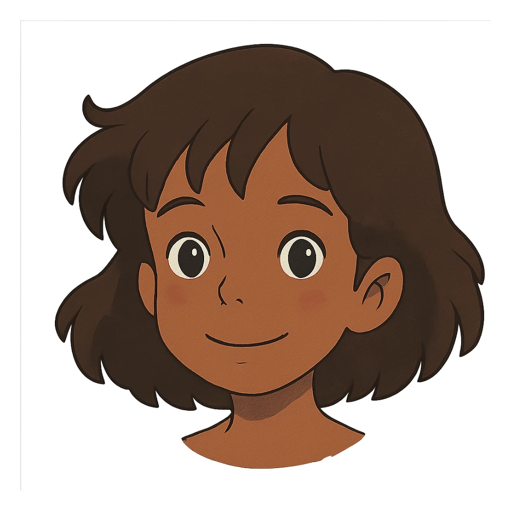 ghibli style cute brown girl face sticker
