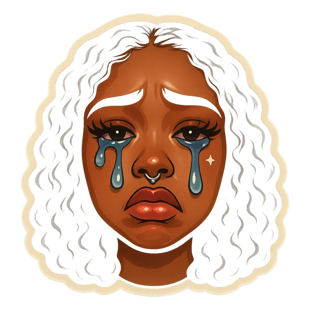 Crying Tears rolling down face 
Mouth Pout sticker