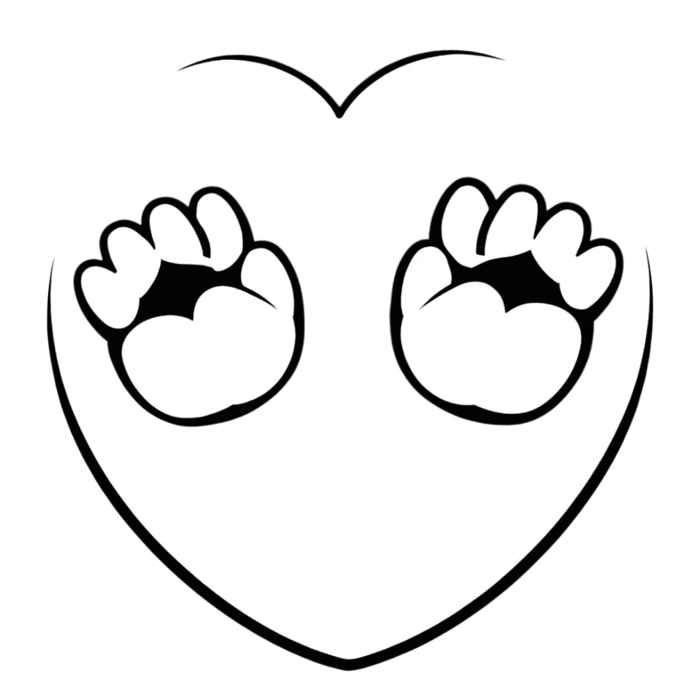 two puppy paws with a white heart on the pad sticker