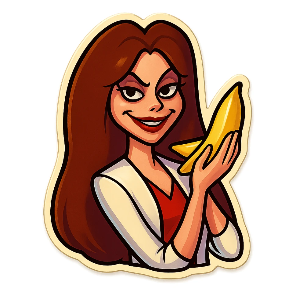 Keep the picture quality and style exactly the same. Make the eyes and mouth a bit scarier with subtle, slightly creepy changes—such as a more intense stare and a hint of a mischievous grin. No other changes. sticker