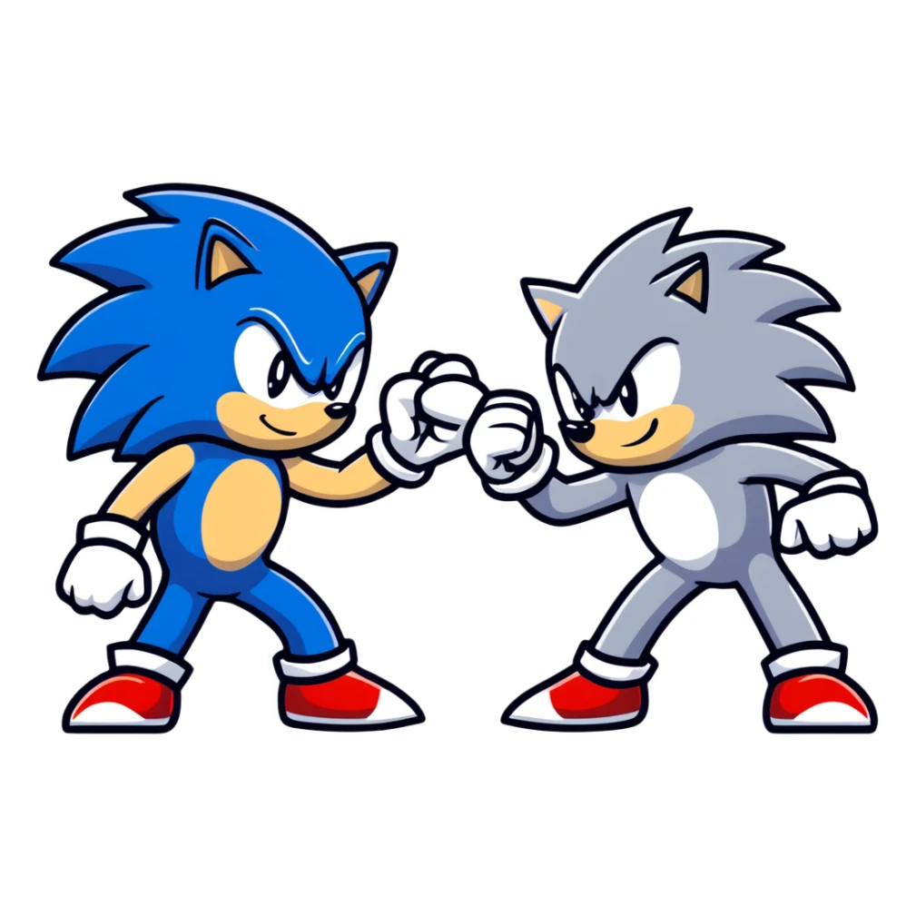 Sonic the Hedgehog and Silver the Hedgehog fist bumping sticker