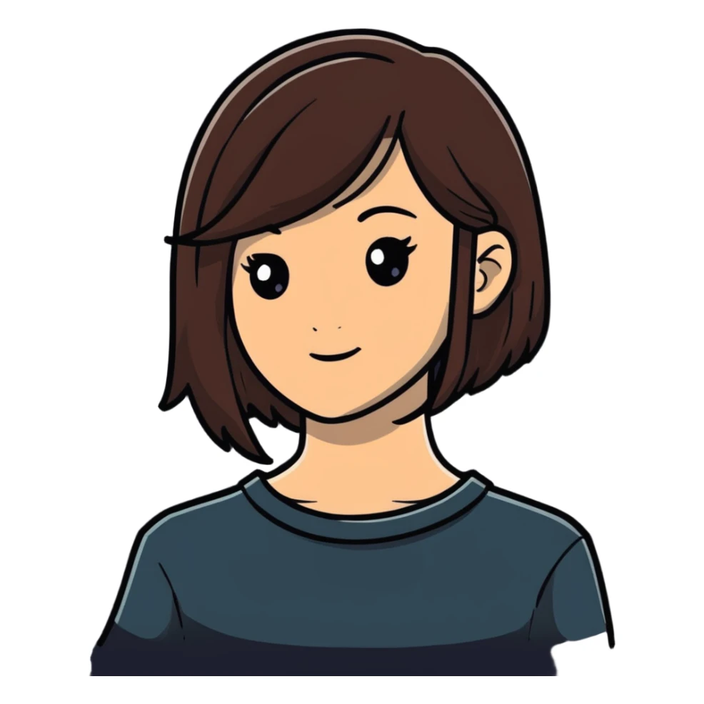 brunette girl with hair in a side part sticker