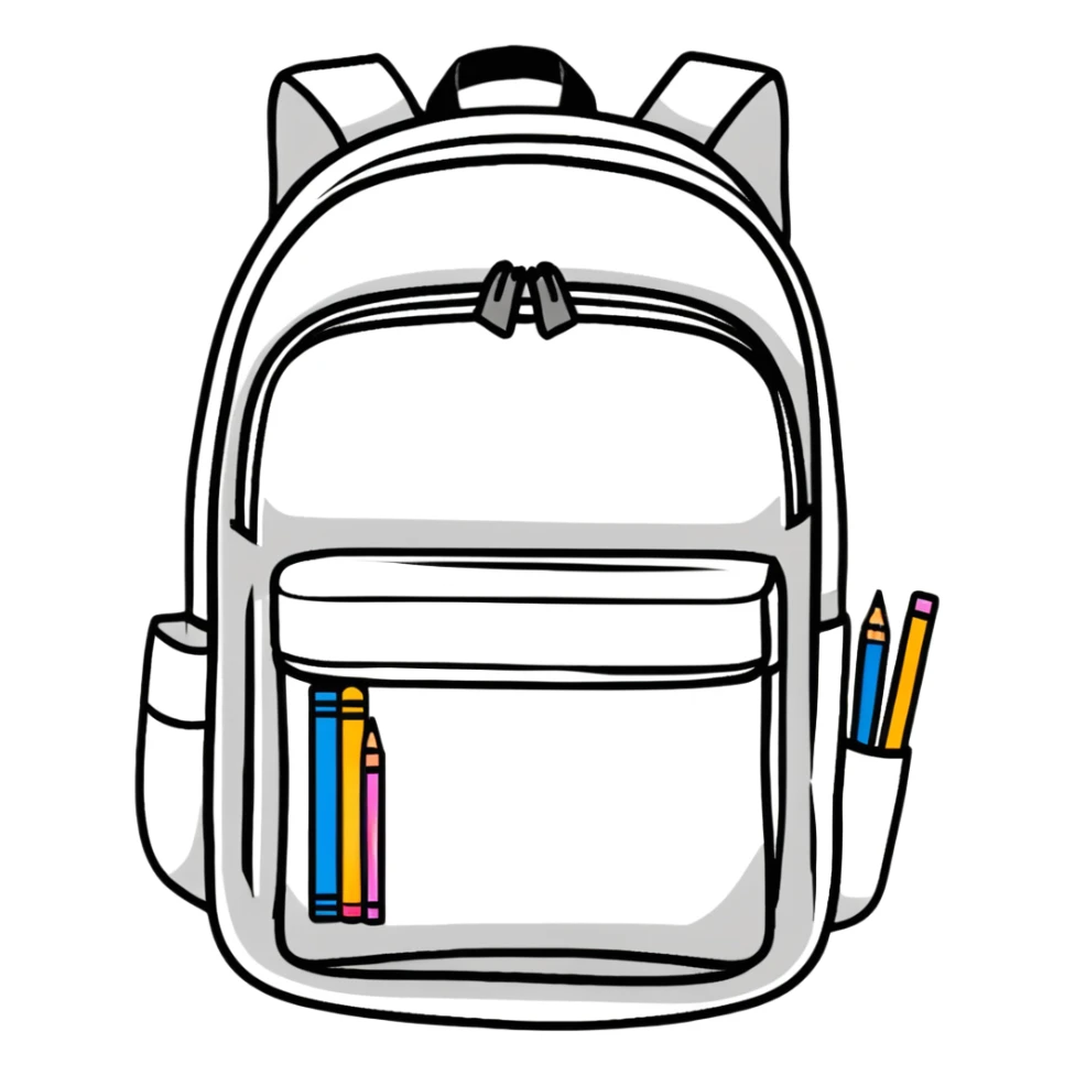 colorful school backpack with books and pencils sticker