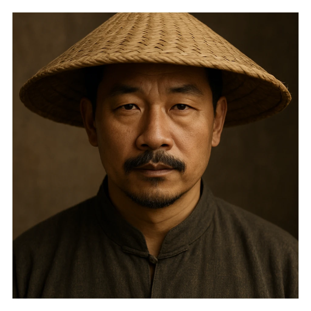 chinese man wearing rice paddy hat, style 4 sticker