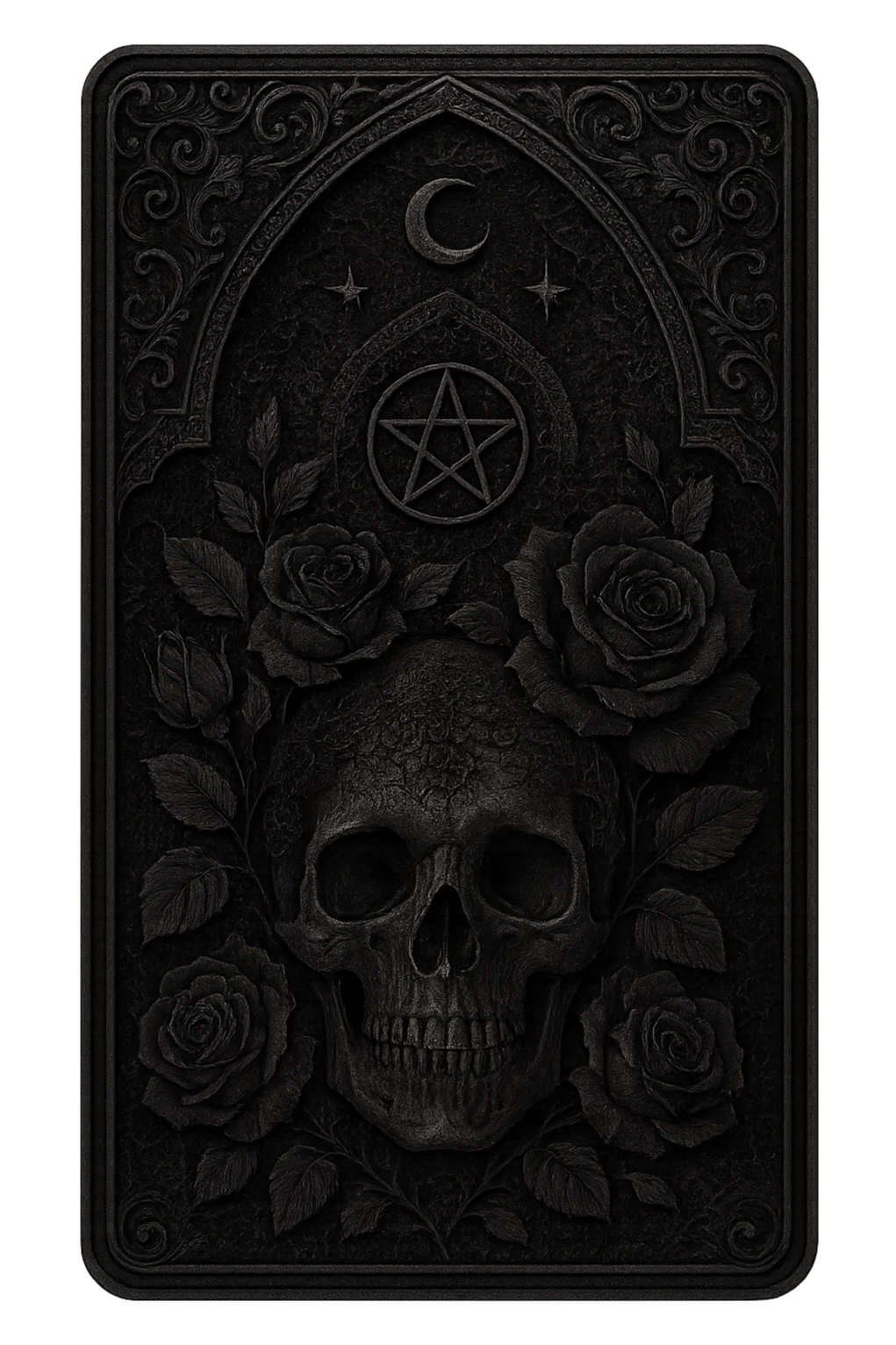 realistic goth black tarot card, highly detailed sticker