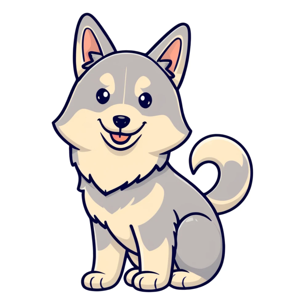 happy light cinnamon colored husky dog, pale tan sticker
