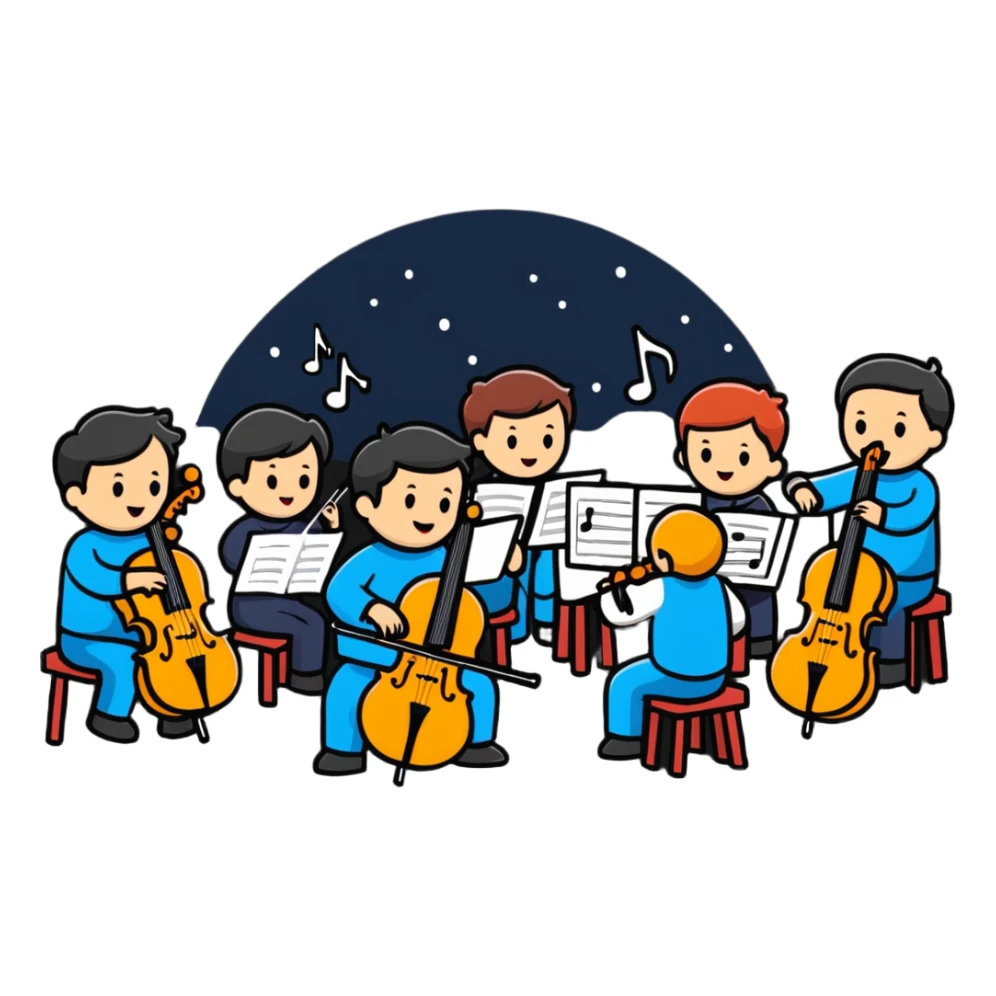 orchestra playing 12 Days of Christmas, festive sticker