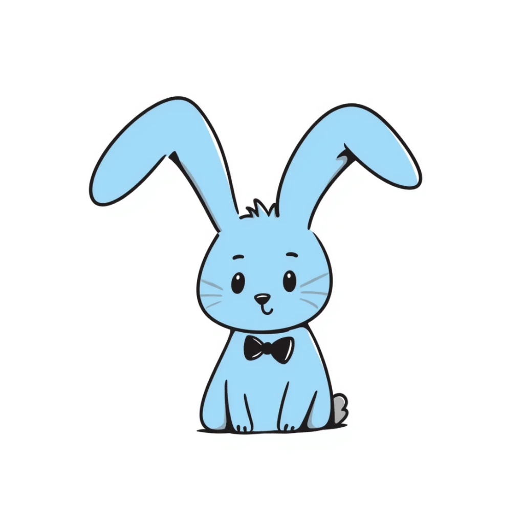 cute blue rabbit, hand-drawn blue bunny sticker