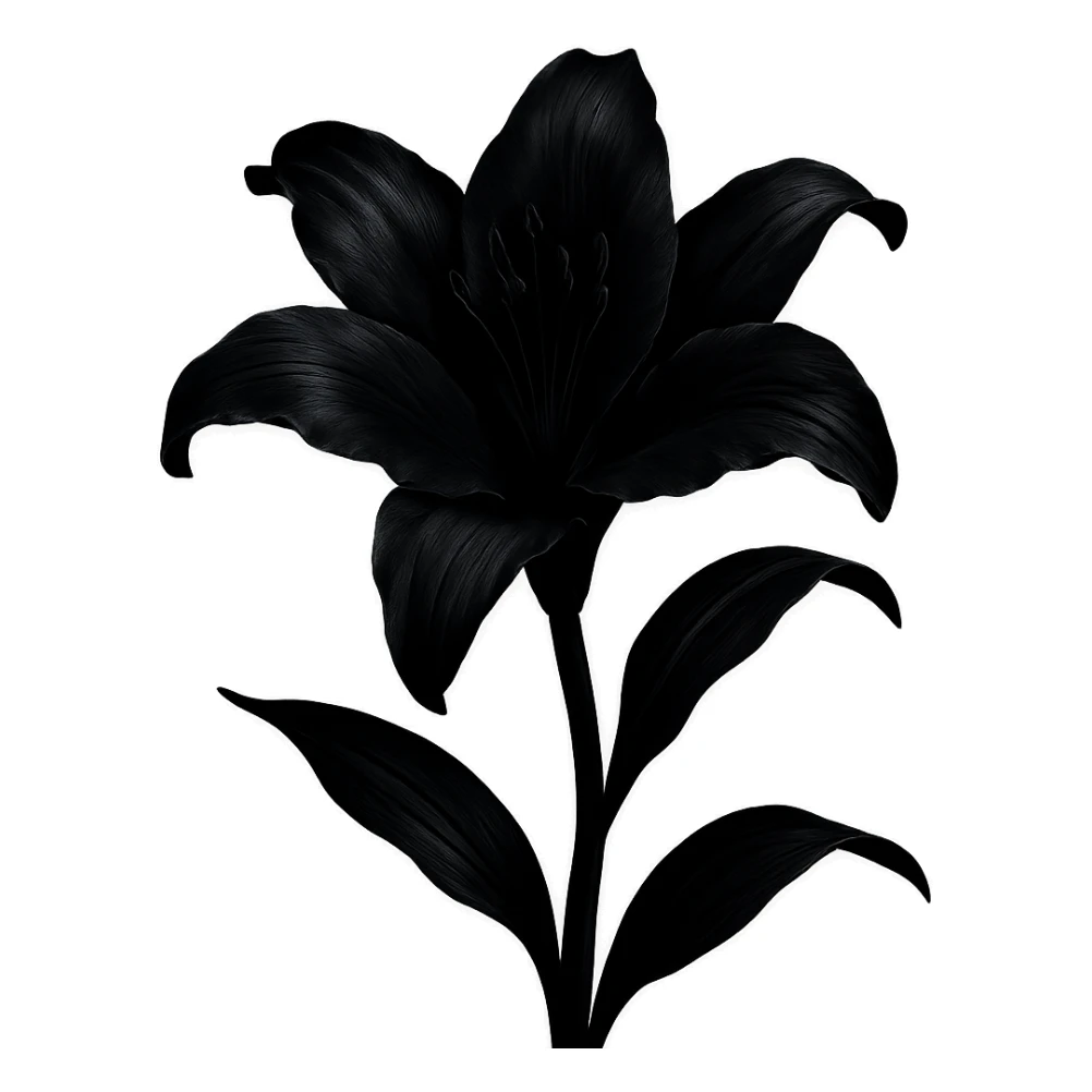 a black lily, dramatic and elegant, gothic style, dark and moody atmosphere sticker
