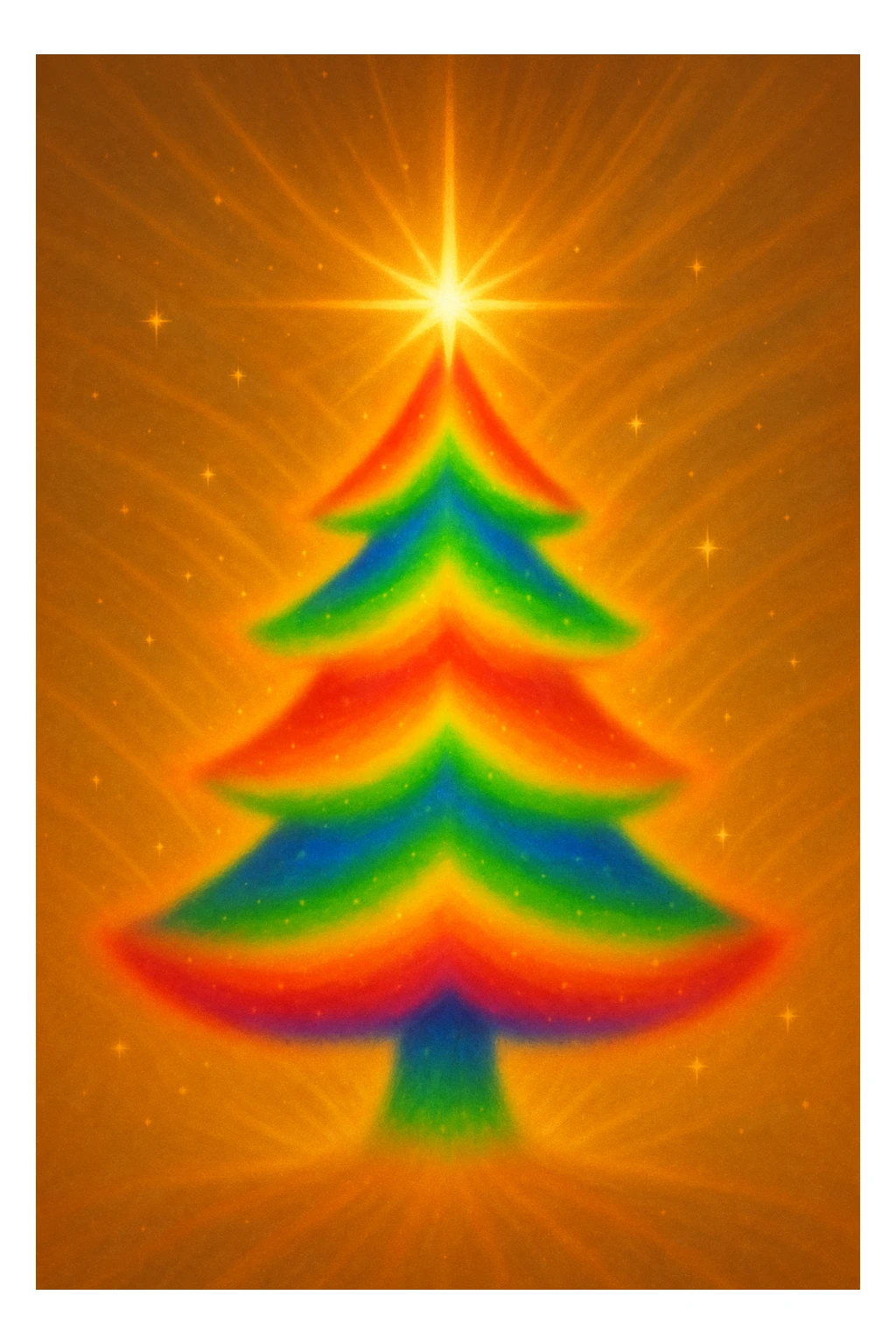A Christmas tree shape emoji with rainbow colors sticker