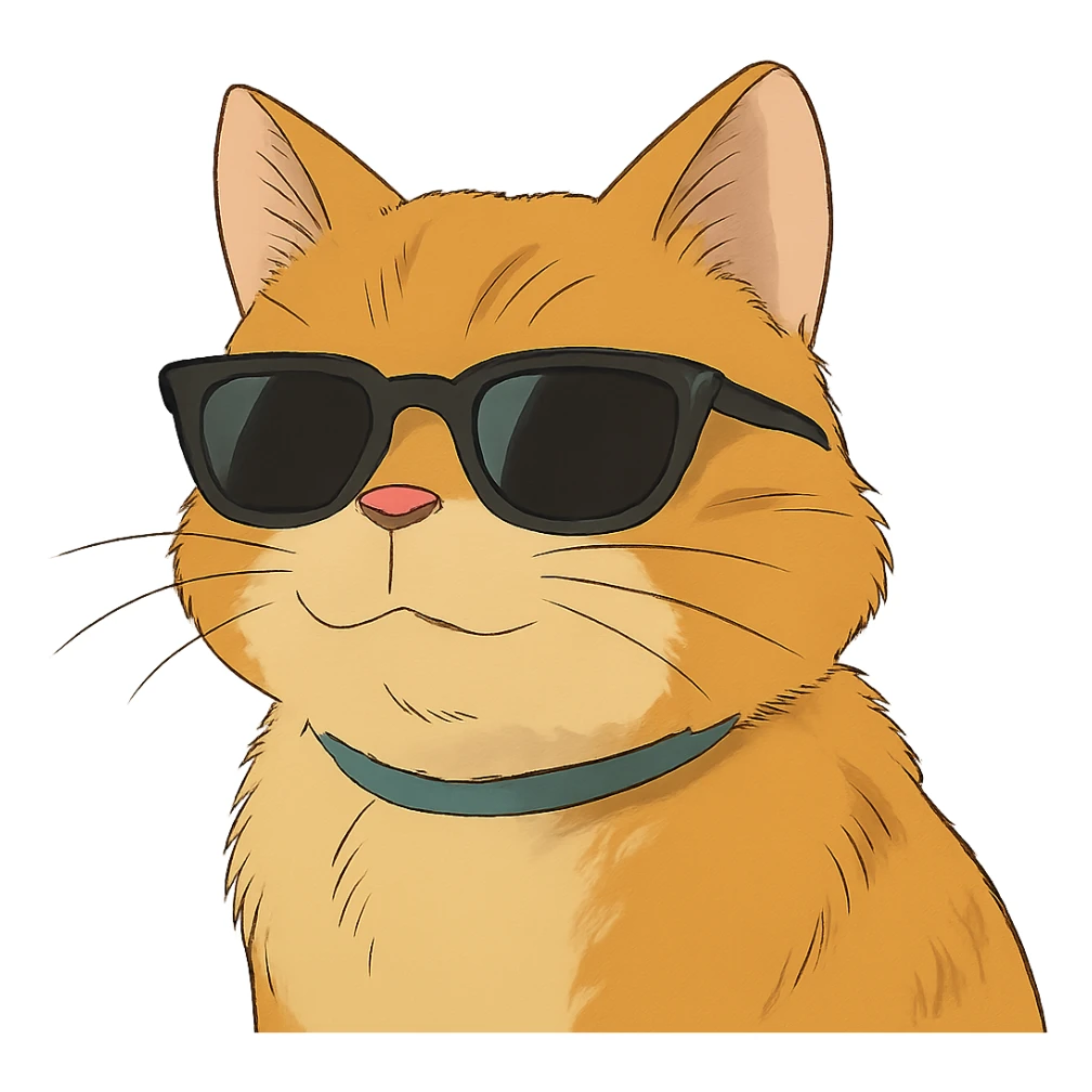 ghibli style cat wearing sunglasses sticker