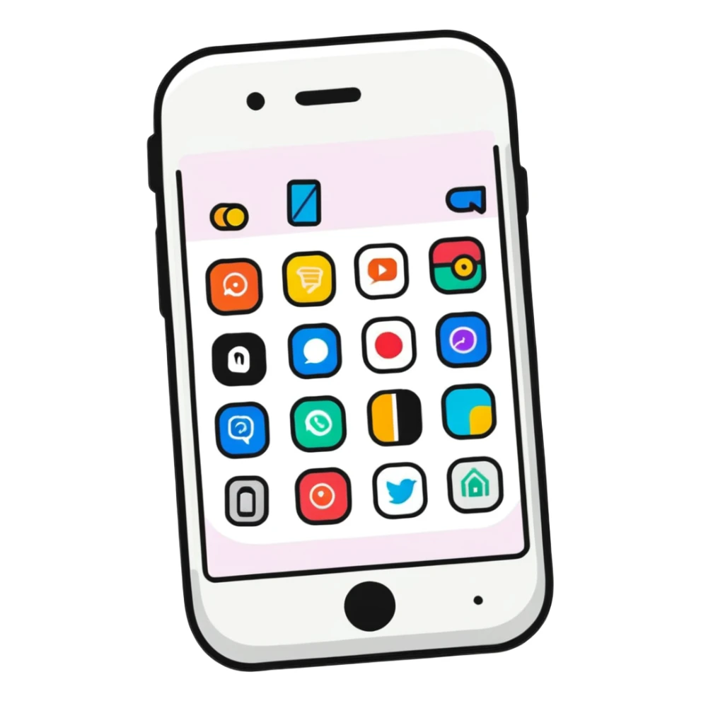 Smartphone with app store and colorful app icons sticker