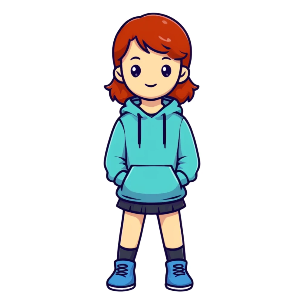Cute redhead girl full body sticker