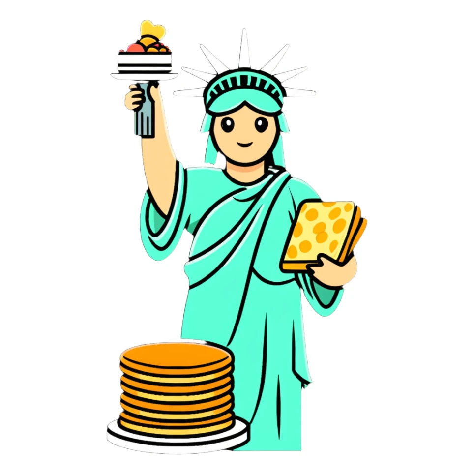 Statue of Liberty holding a stack of pancakes sticker