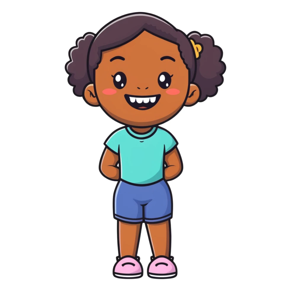 Skinny black girl with a gap teeth sticker