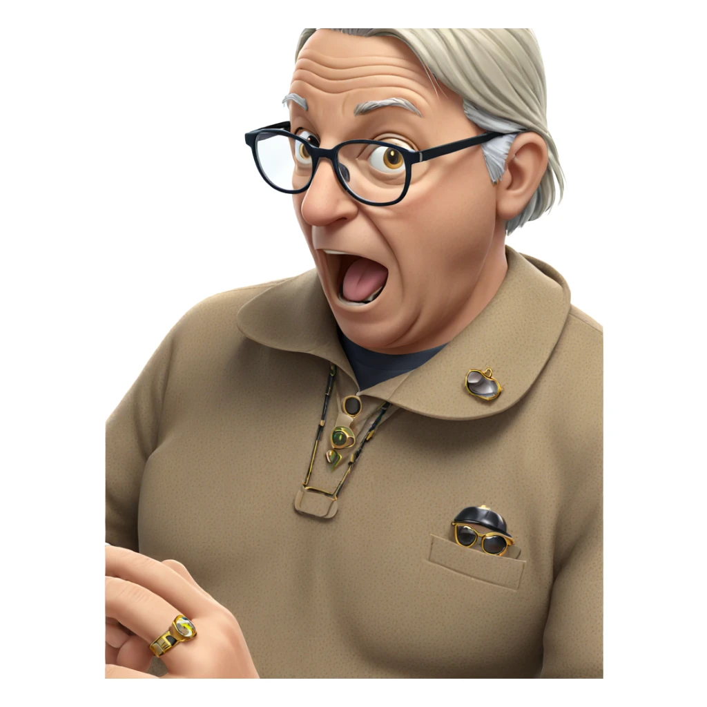 old man with glasses and jewelry sticker