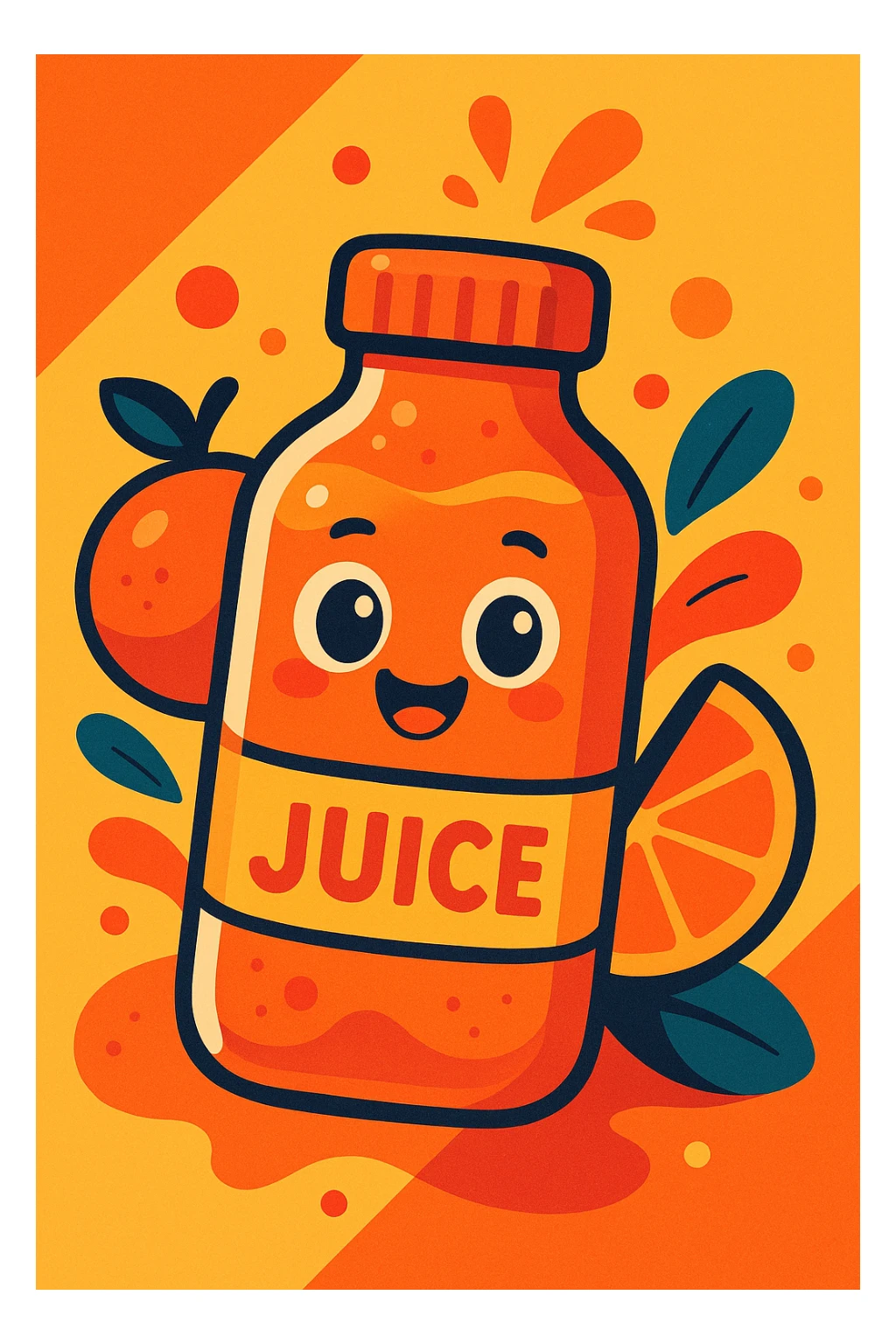 a juice bottle, vibrant and playful style sticker