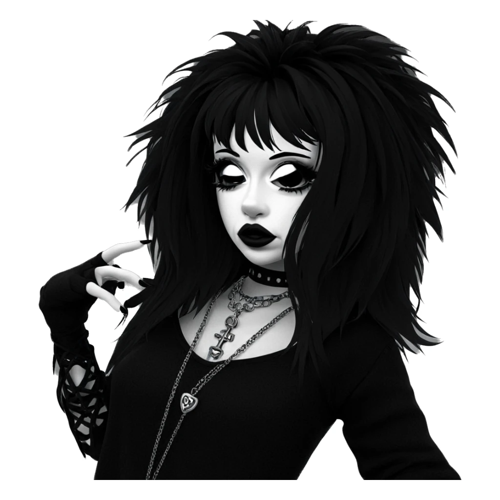 gothic girl in greyscale sticker