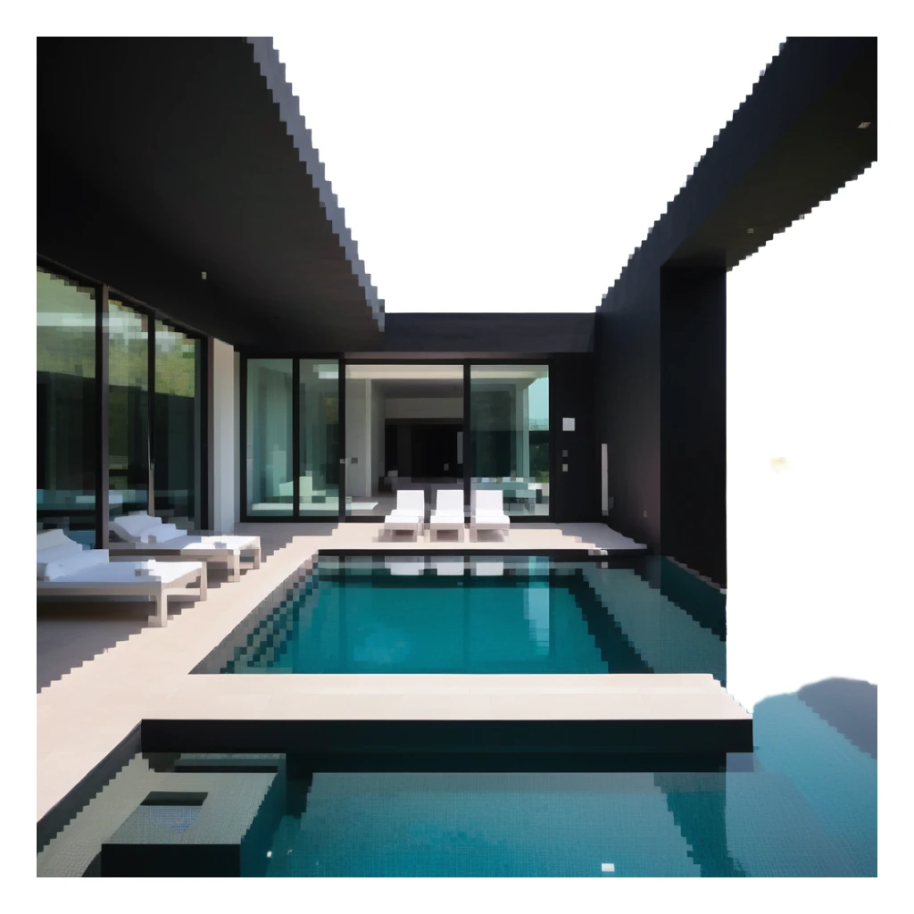 luxury villa with indoor pool, contemporary design sticker