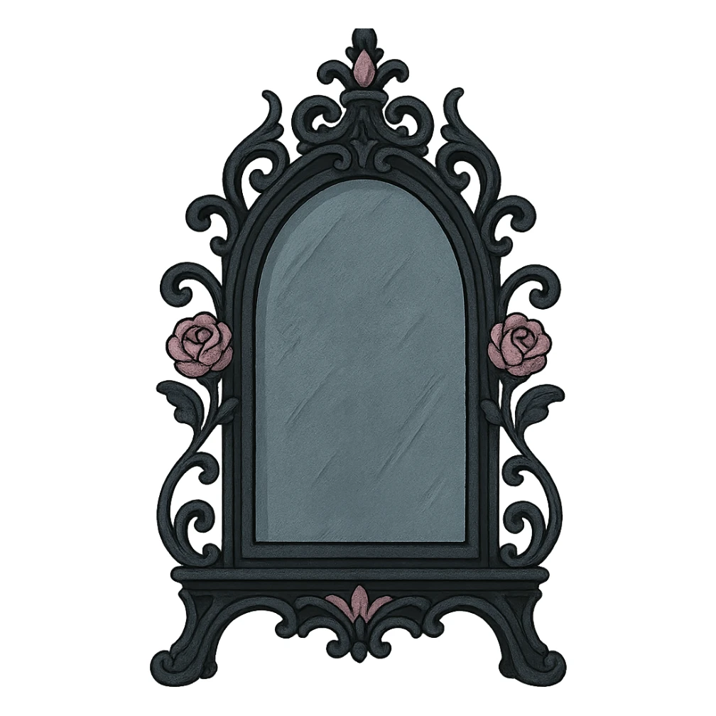 gothic mirror, black and pink sticker