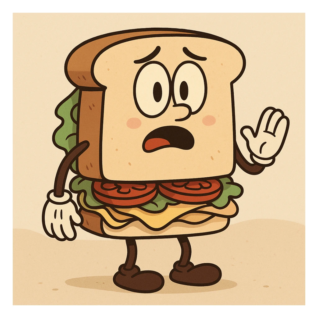a classic sandwich, cartoon style sticker