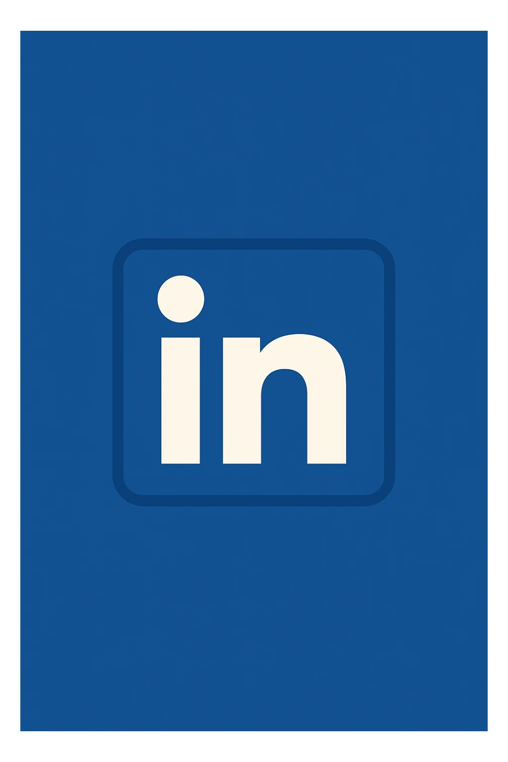 LinkedIn logo, flat design, blue background, white 'in' letters sticker