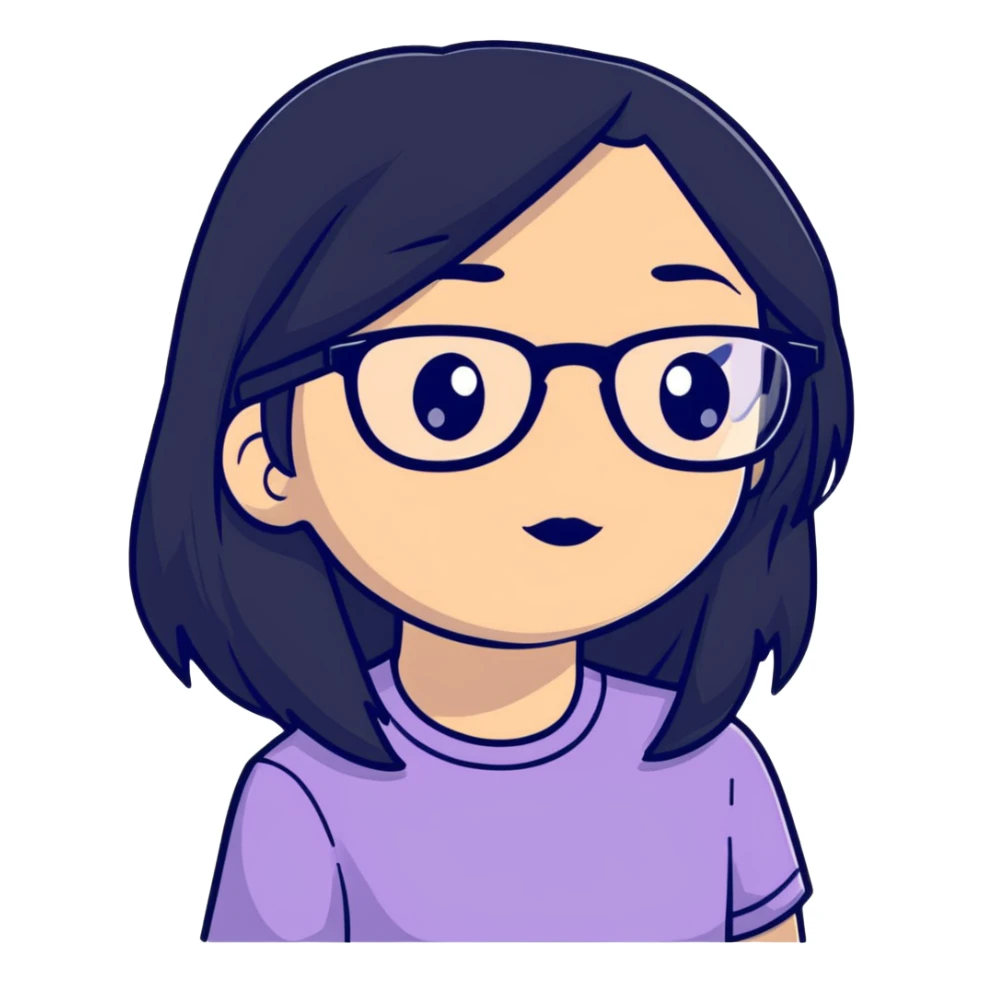 brown girl with glasses and long black hair sticker