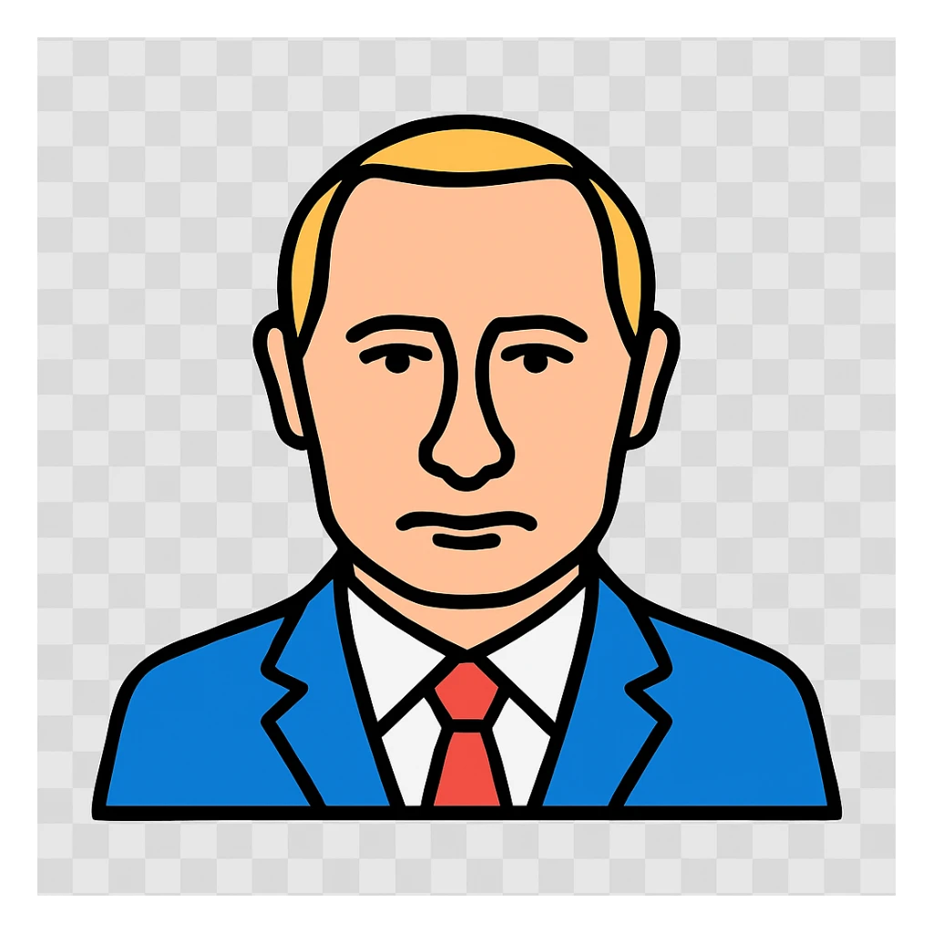 app icon of Vladimir Putin, vector style, clean lines, modern, no text, white background sticker