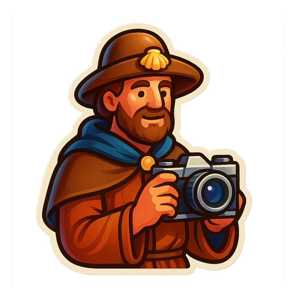 medieval pilgrim with a camera sticker
