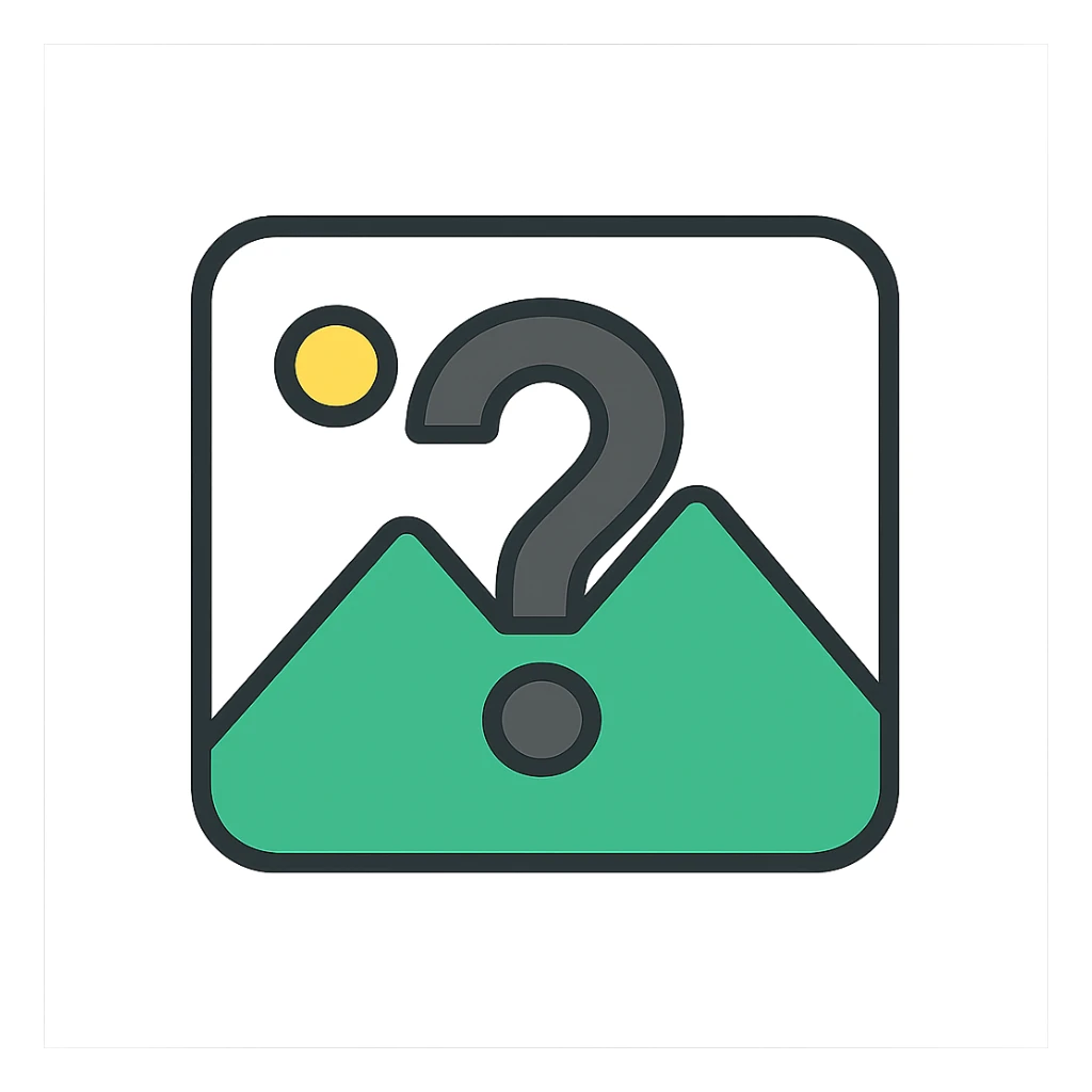 minimal image placeholder emoji icon with gray color and a question mark overlay sticker