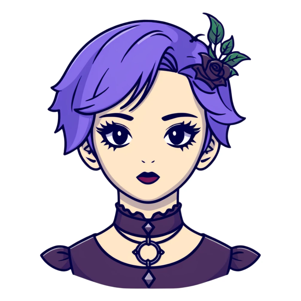 gothic femboy with makeup, choker, and dark victorian clothes sticker