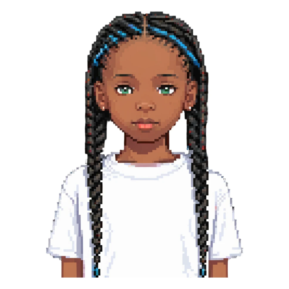 african american boy with a white tee and black braids sticker
