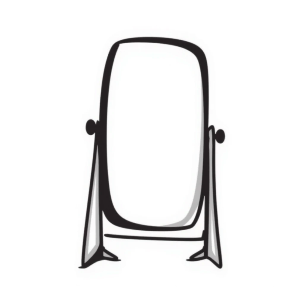 tall mirror with hand-drawn look sticker