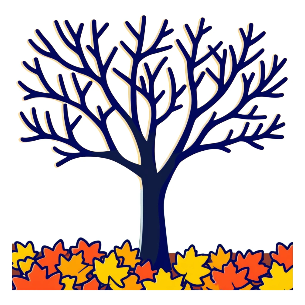 tree in the fall with colorful autumn leaves sticker