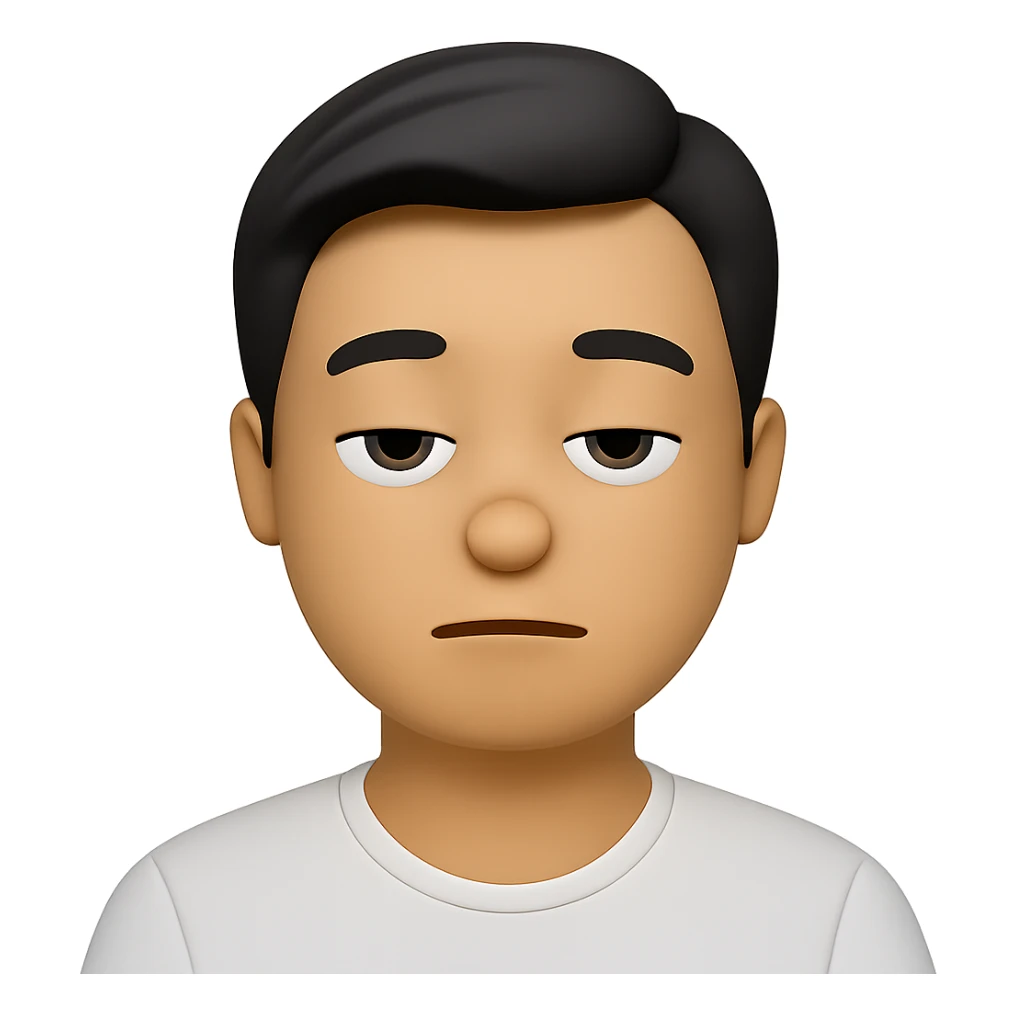 Keep the same color and shape as the original, but change the face to a bored expression. Maintain the original style and make the background transparent. sticker