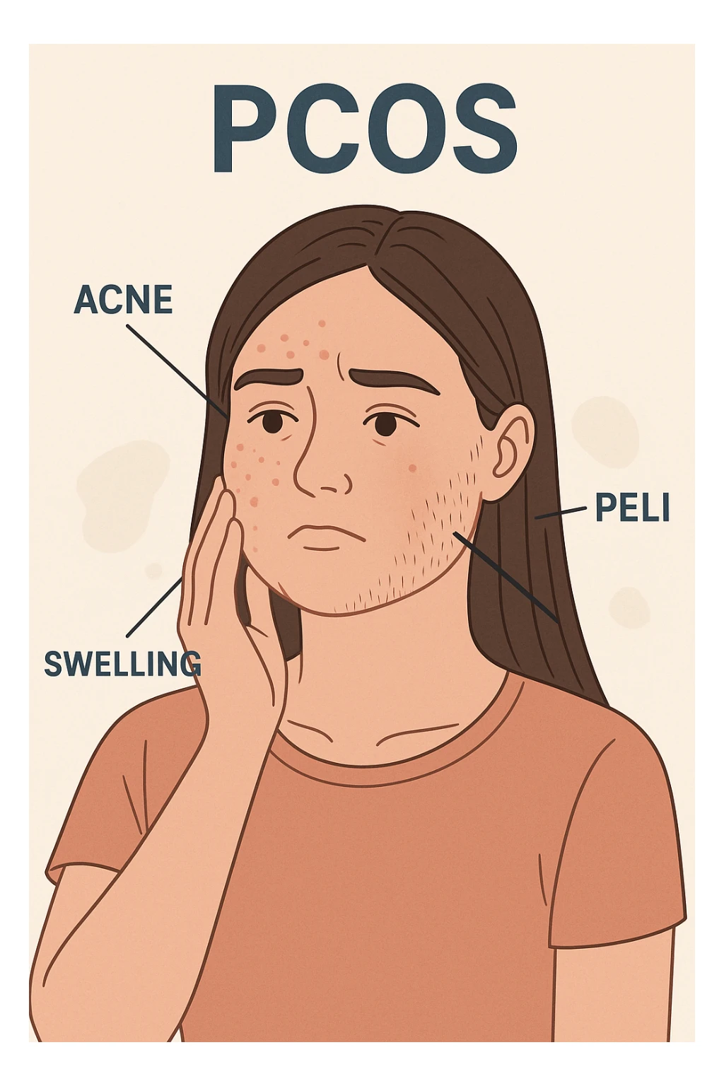 Acne gonfiore e peli per pcos donna sticker