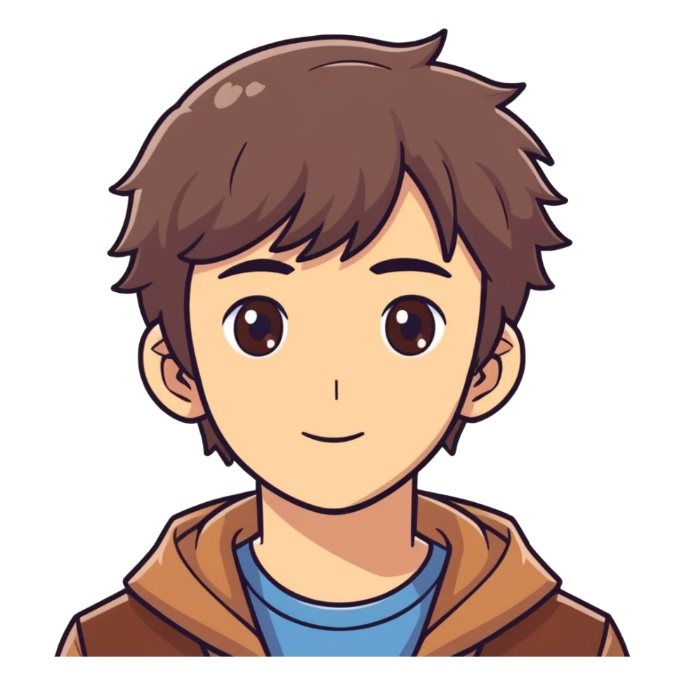 boy, brown eyes and hair, handsome sticker