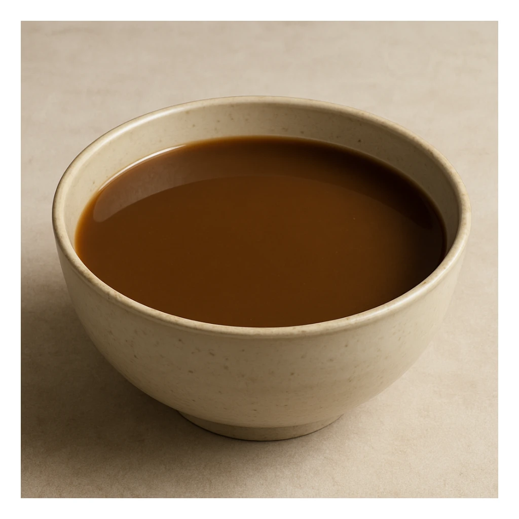 realistic bowl with brown liquid, no face, no expression, neutral style sticker