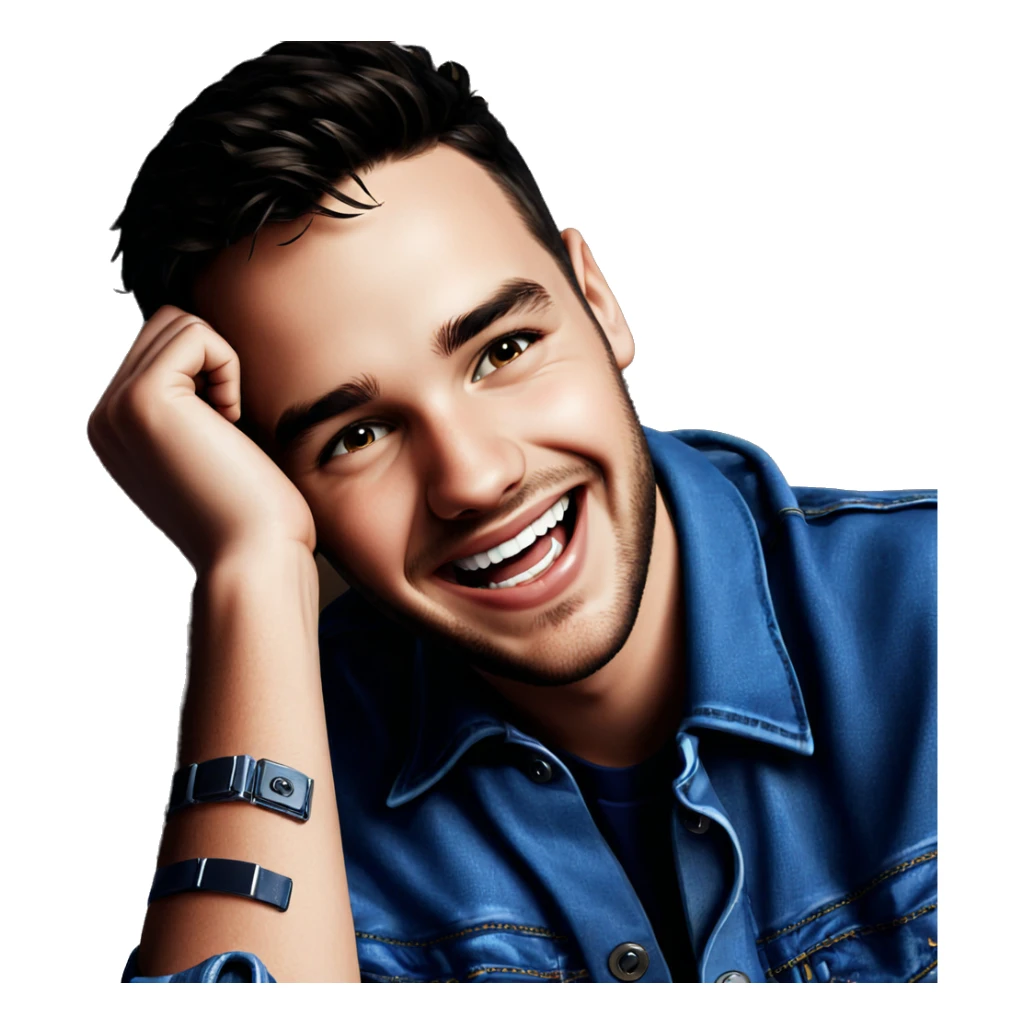 smiling boy in denim jacket sticker