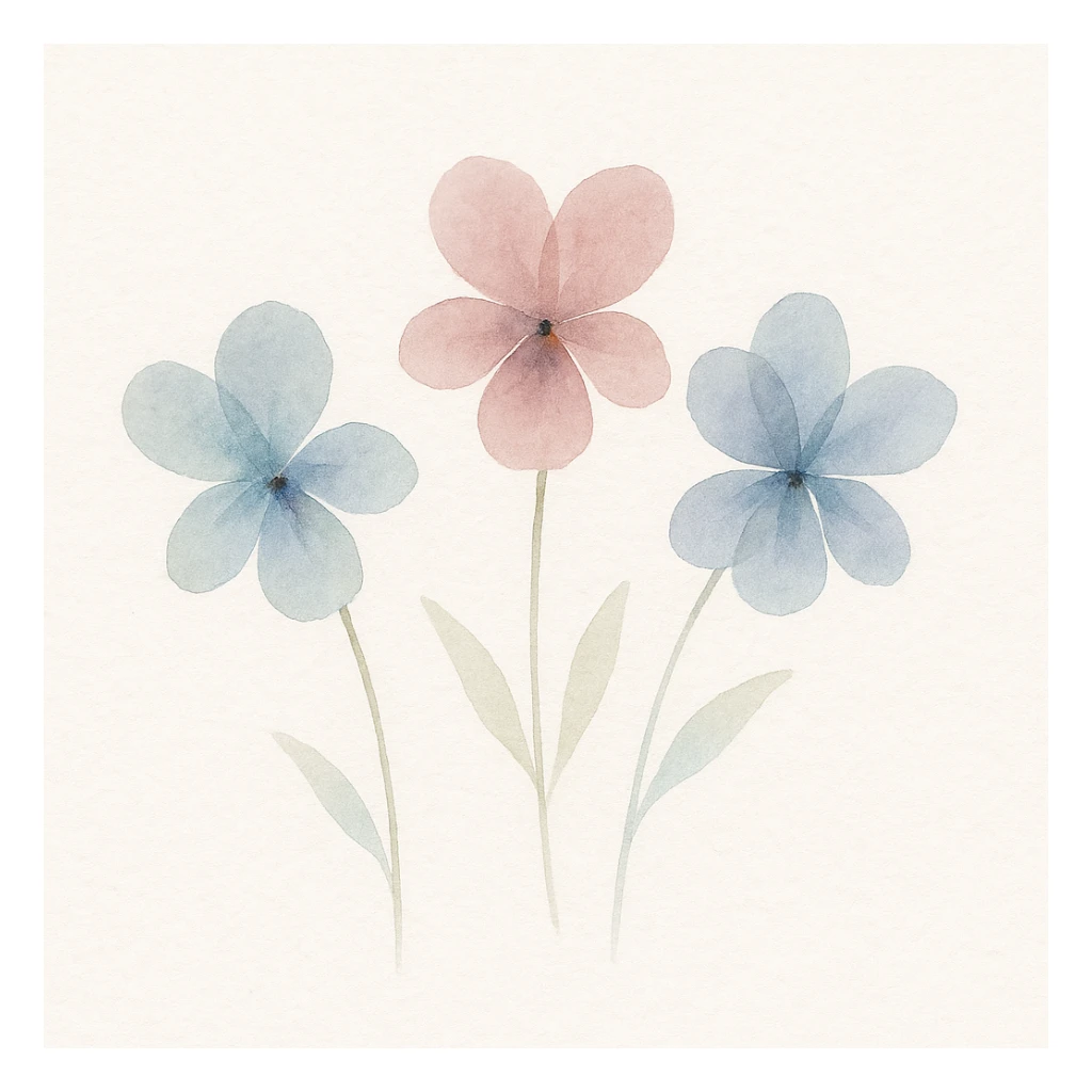 three violets, watercolor art style sticker