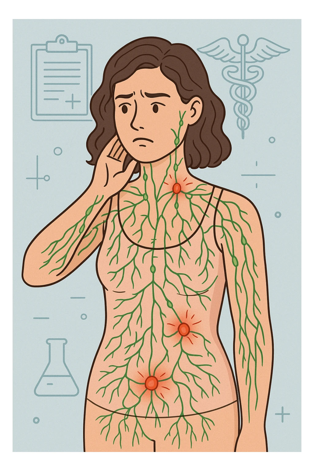 Donna con sistema linfatico bloccato sticker