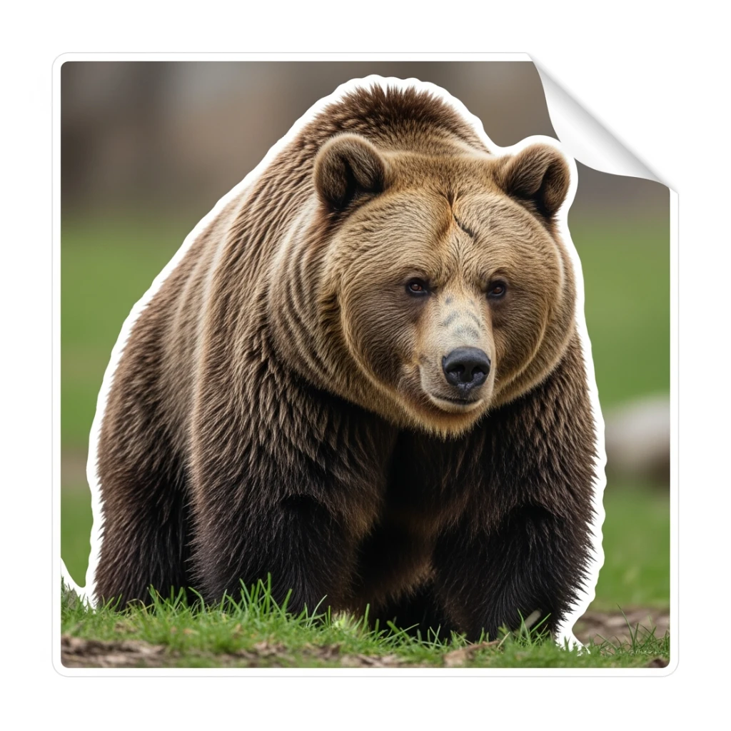 Brown bear realistic sticker sticker