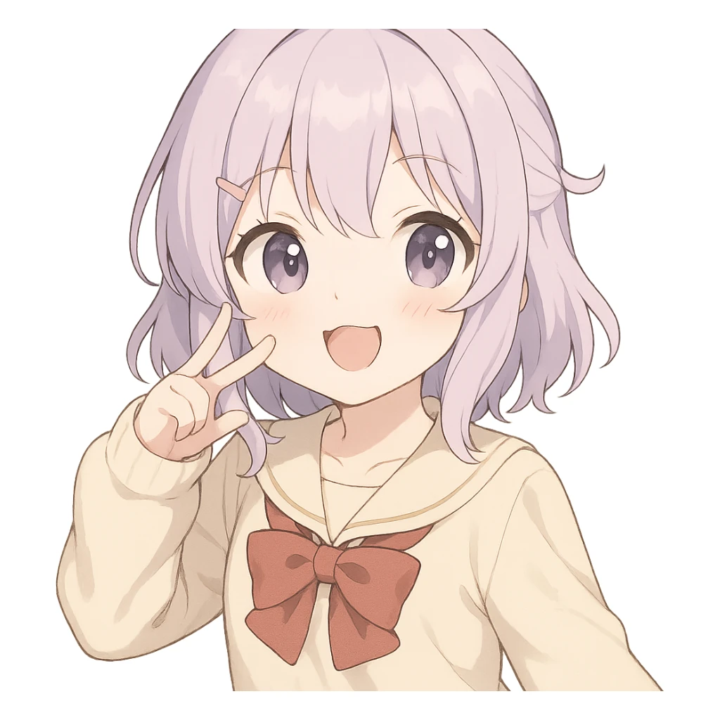Cute anime-style юки суо with soft colors and a playful expression sticker