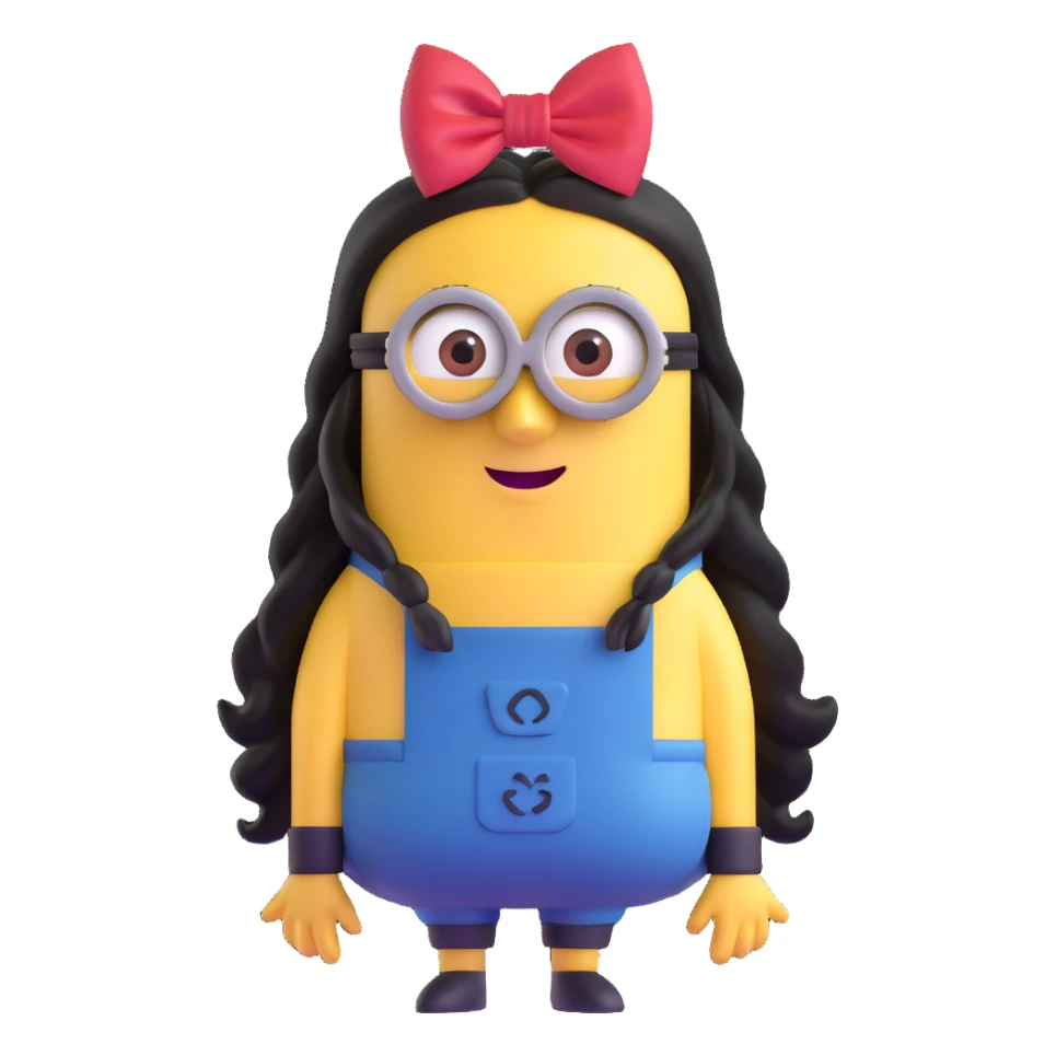female minion with long hair and bow sticker