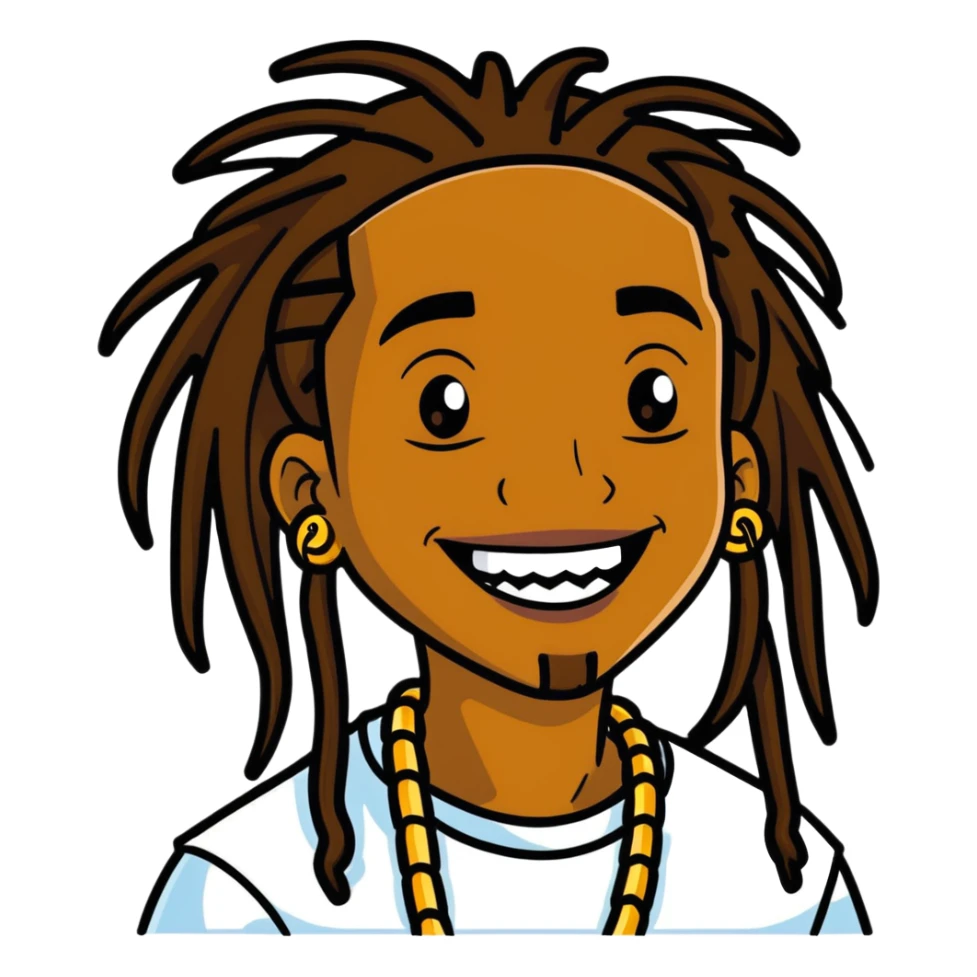 Brown skin boy with dread and gold Grillz  sticker